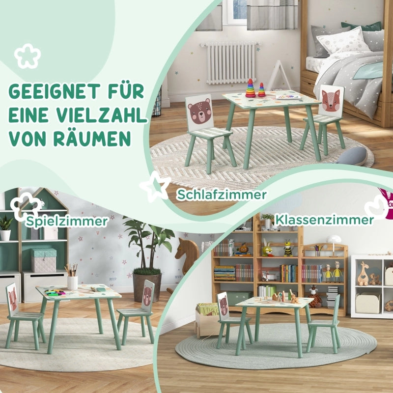 TAVOLO per bambini Set da 3 pezzi 60x60x44 cm Legno Verde