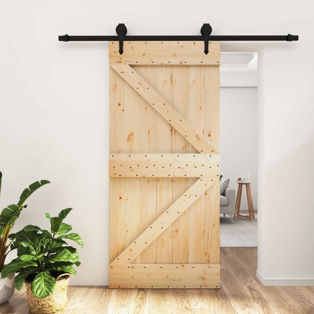 Porta scorrevole Naturale e Nero 95 x 210 cm 3445151