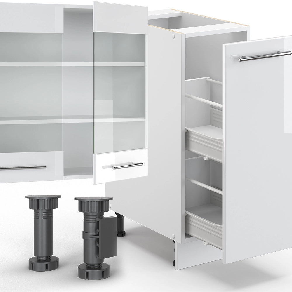 Cucina componibile Fame-Line Bianco lucido/Bianco 280 cm senza piano di lavoro Vicco
