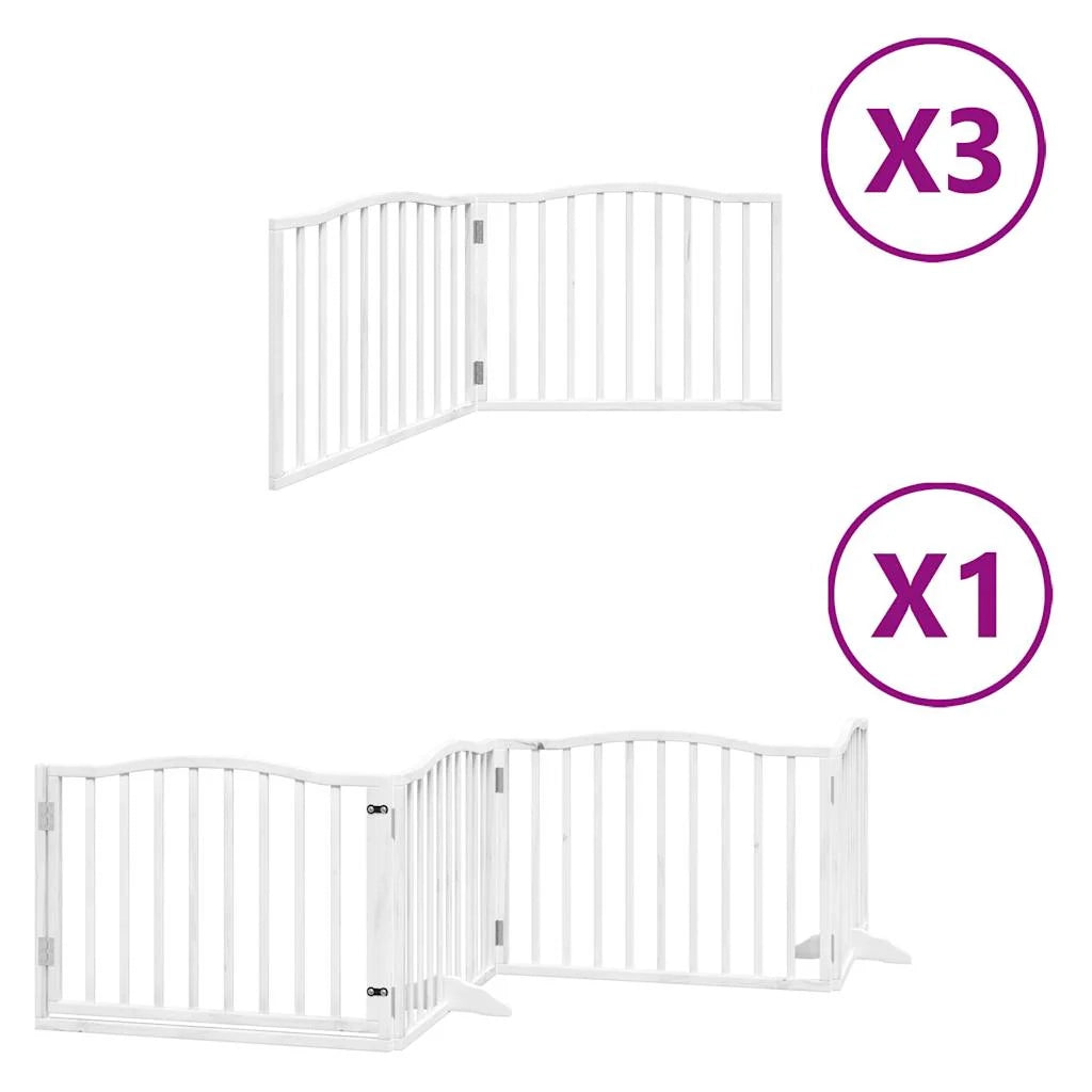 Cancelletto di sicurezza per animali domestici porta pieghevole 10 pannelli legno di pioppo bianco 02_0023109