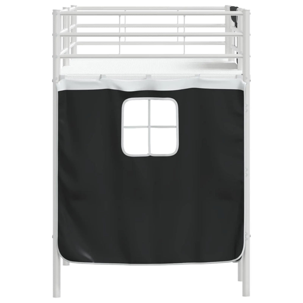 Struttura del Letto Loft per Bambini con Tendine-Giroletto per bambini Bianco e Nero 666007