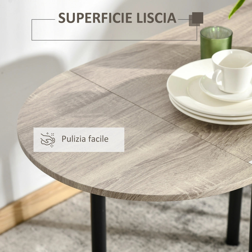 EasyComfort Set da Pranzo 3 Pezzi con 2 Sedie e 1 Tavolo da Pranzo Ovale in MDF e Acciaio per Spazi Limitati