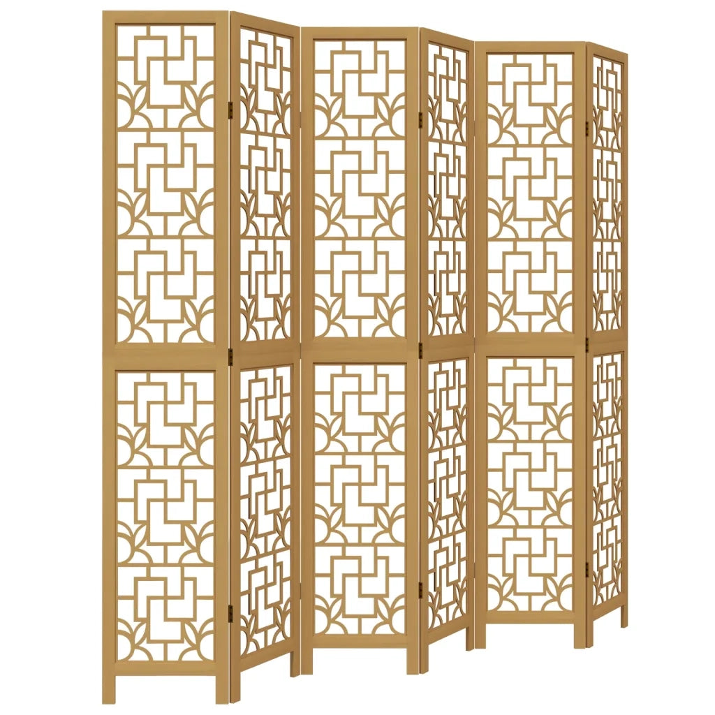 Divisorio Ambienti | Divider per stanze | Paravento 6 Pannelli Marrone Legno Massello Paulownia