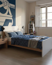 Letto Comby con fascioni e pediera - Letto una piazza e mezzo 127 x 197 - Struttura virginia e bianco - Rete e materasso esclusi_
