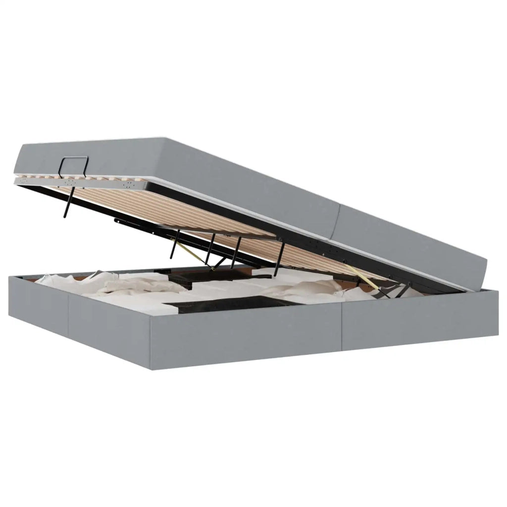 Letto con contenitore e materasso Grigio chiaro 200 x 200 cm