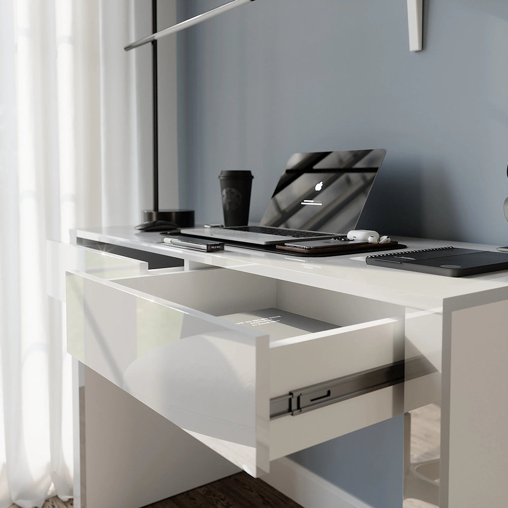 Vicco Scrivania Bianco lucido/bianco 110 x 50 cm con 2 cassetti