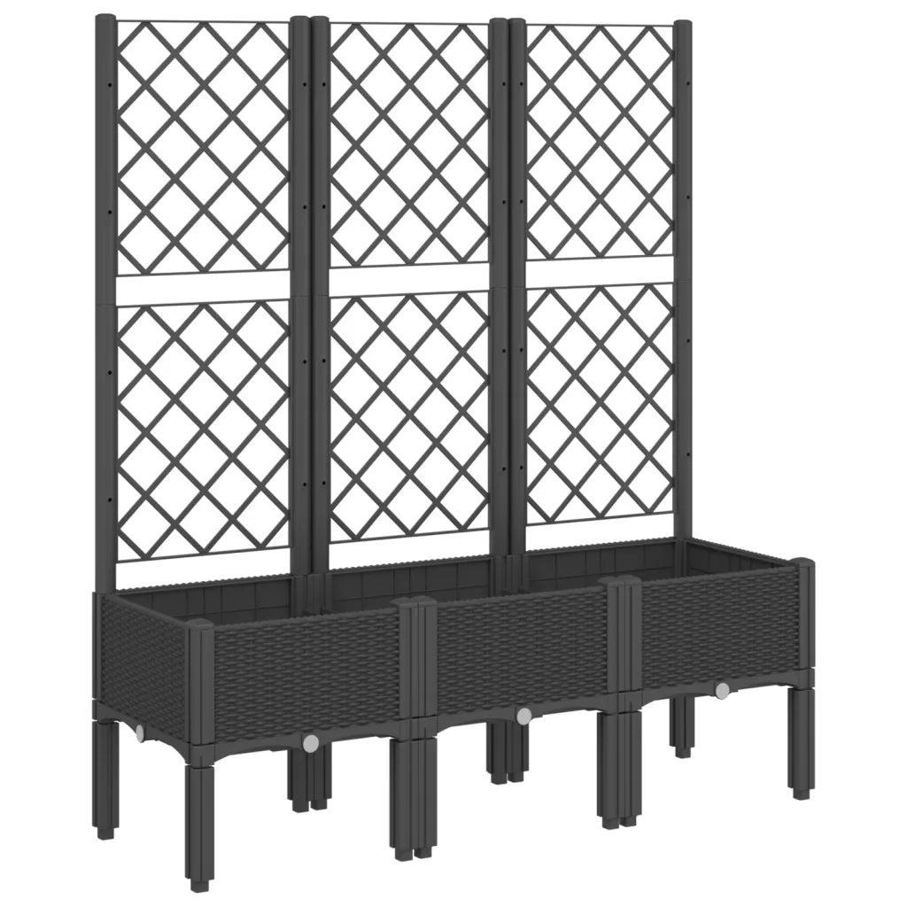 Fioriera da Giardino con Traliccio Nera 120x40x142 cm in PP 367928