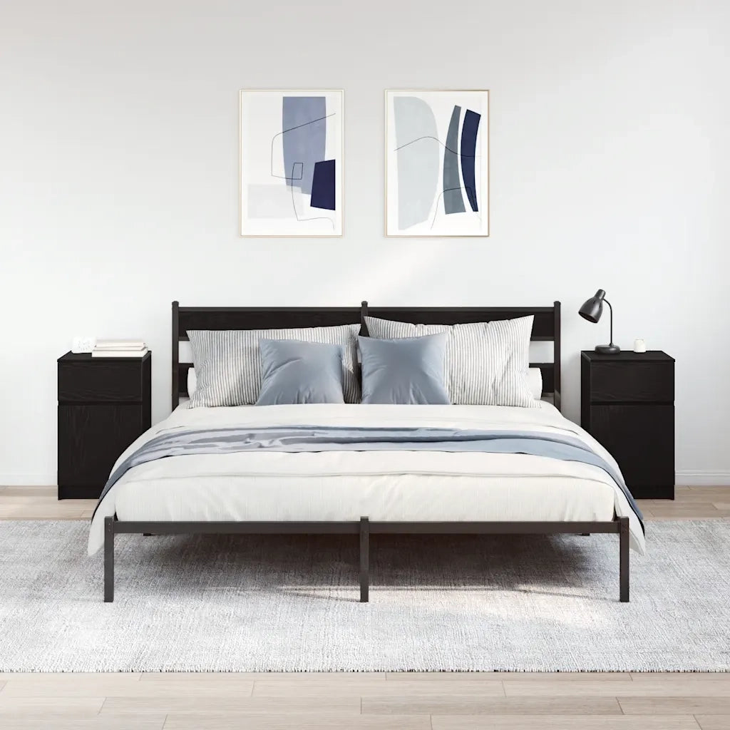 Comodini 2pz Neri 39x35x65 cm in Legno Multistrato 861322