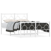 Letto matrimoniale | Letto per adulti | Giroletto con Testiera e Pediera Metallo Bianco 120x200 cm