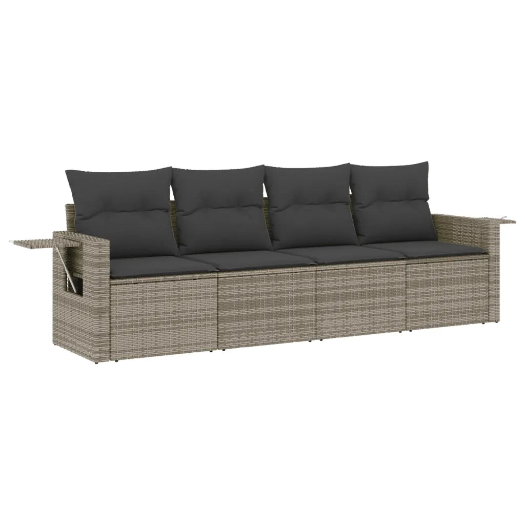 Set Divani da Giardino 4 pz con Cuscini in Polyrattan Grigio 3252217