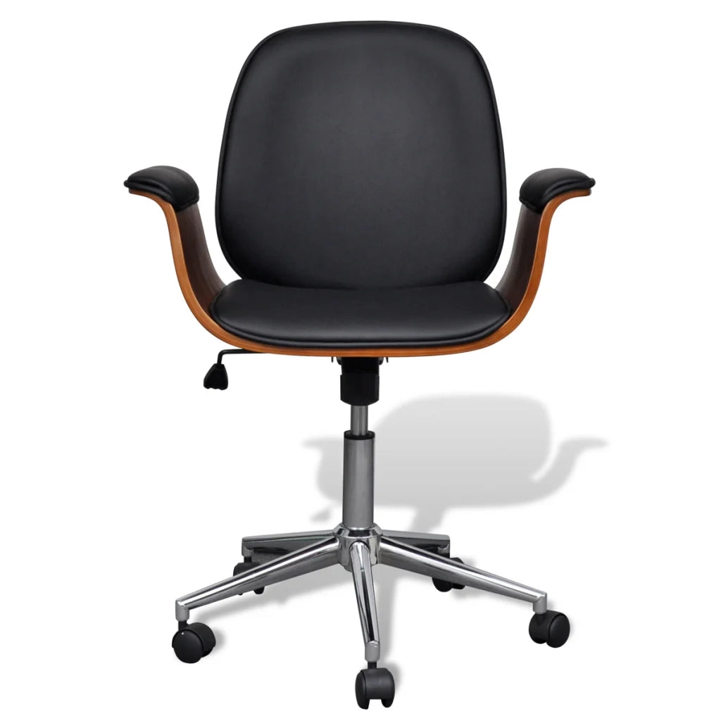 Sedia girevole da ufficio di lusso con braccioli ergonomici in legno e nero 0502022