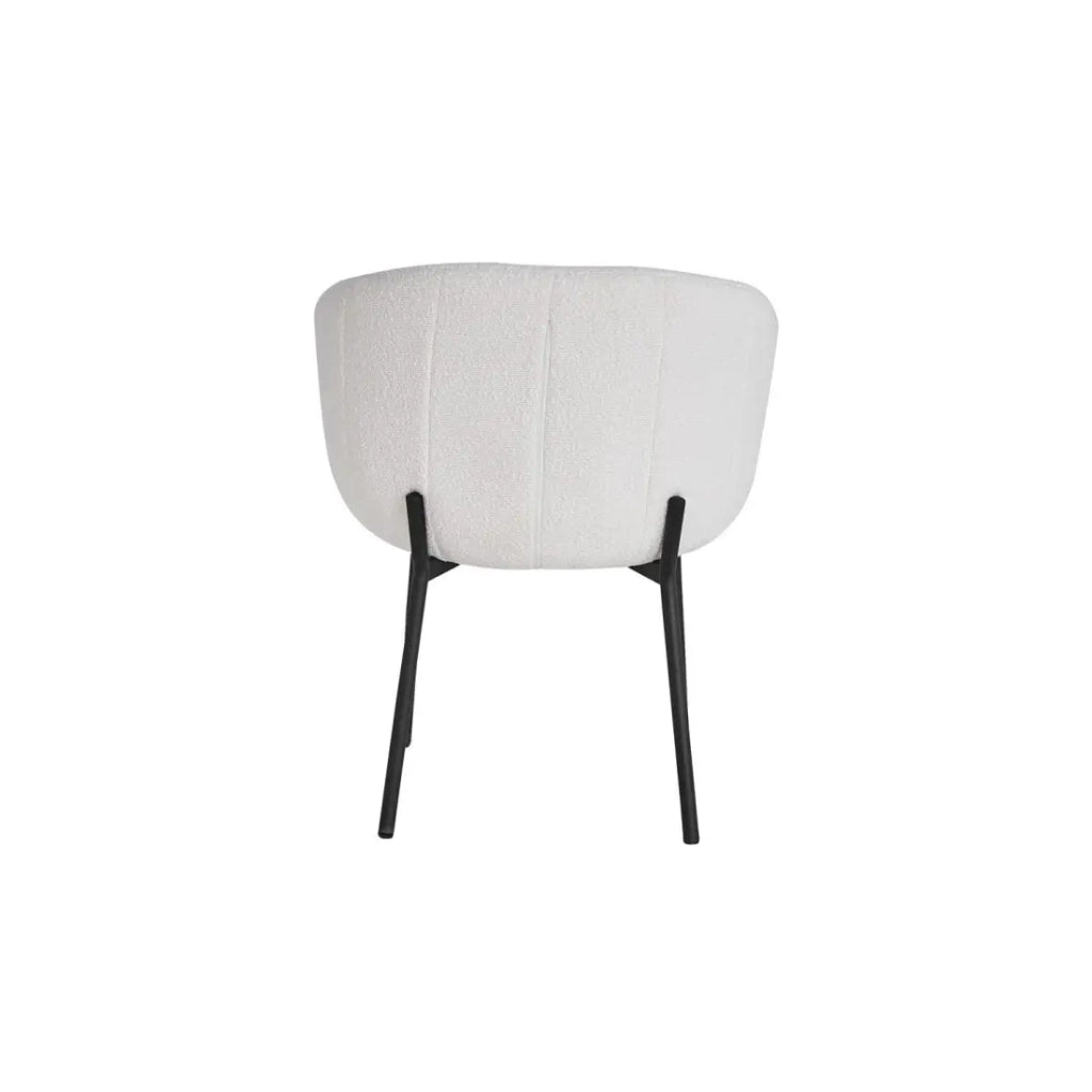 Sedia SEVILLE – Tessuto bouclé bianco – Piedi in metallo nero – H79 x L57 x P62 cm