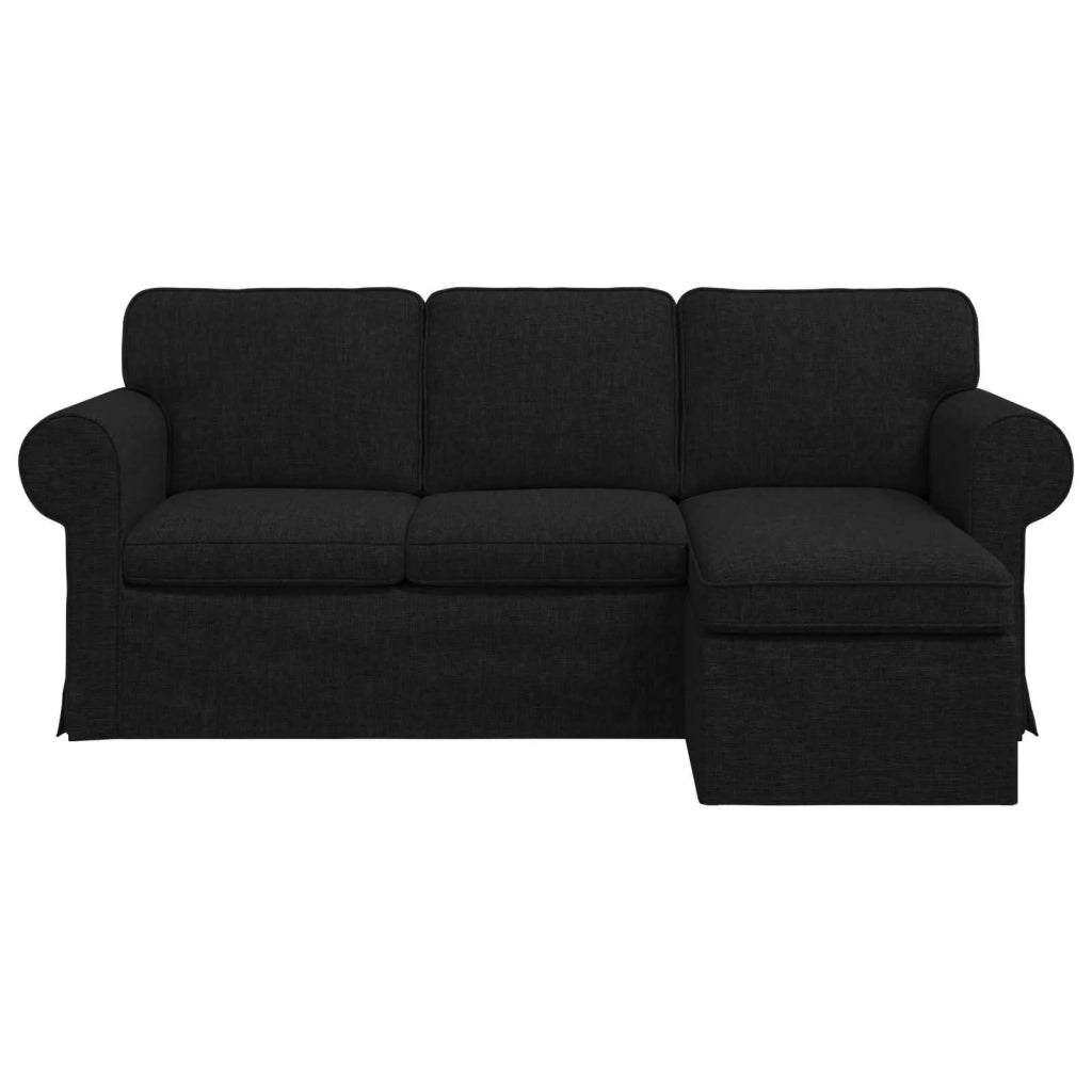 Divano Nero 215 x 138 x 80 cm Tessuto