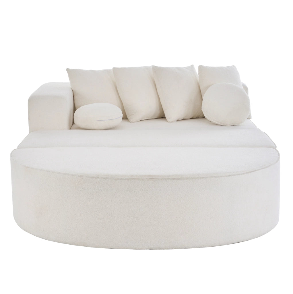 Divano letto modulare 263x171x66 cm senza montaggio in chenille bianco