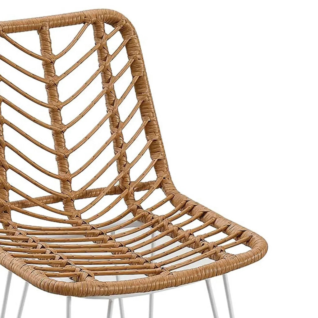 LÚZETE - SGABELLO DA GIARDINO ALTO IN RATTAN SINTETICO GAMBE BIANCHE VOLCANO