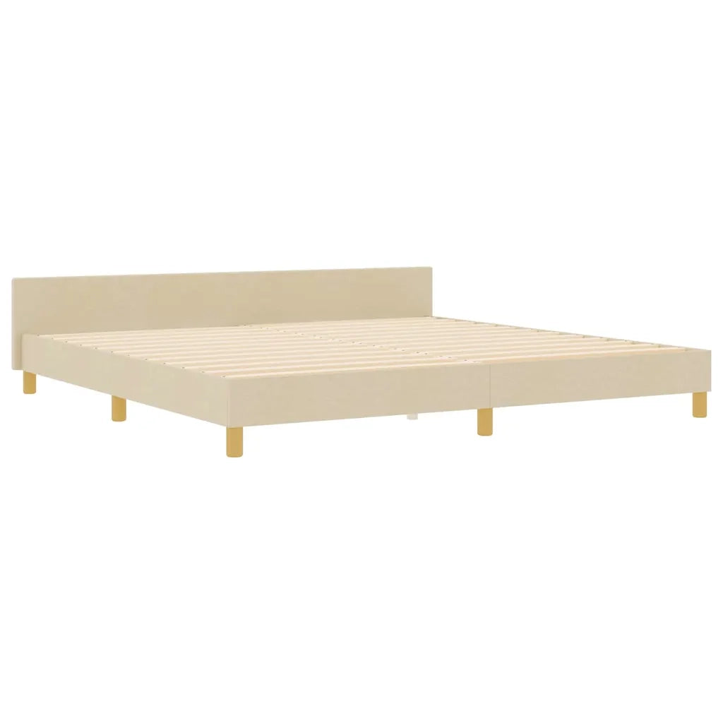 Struttura del letto con testiera Crema 200 x 200 cm Tessuto