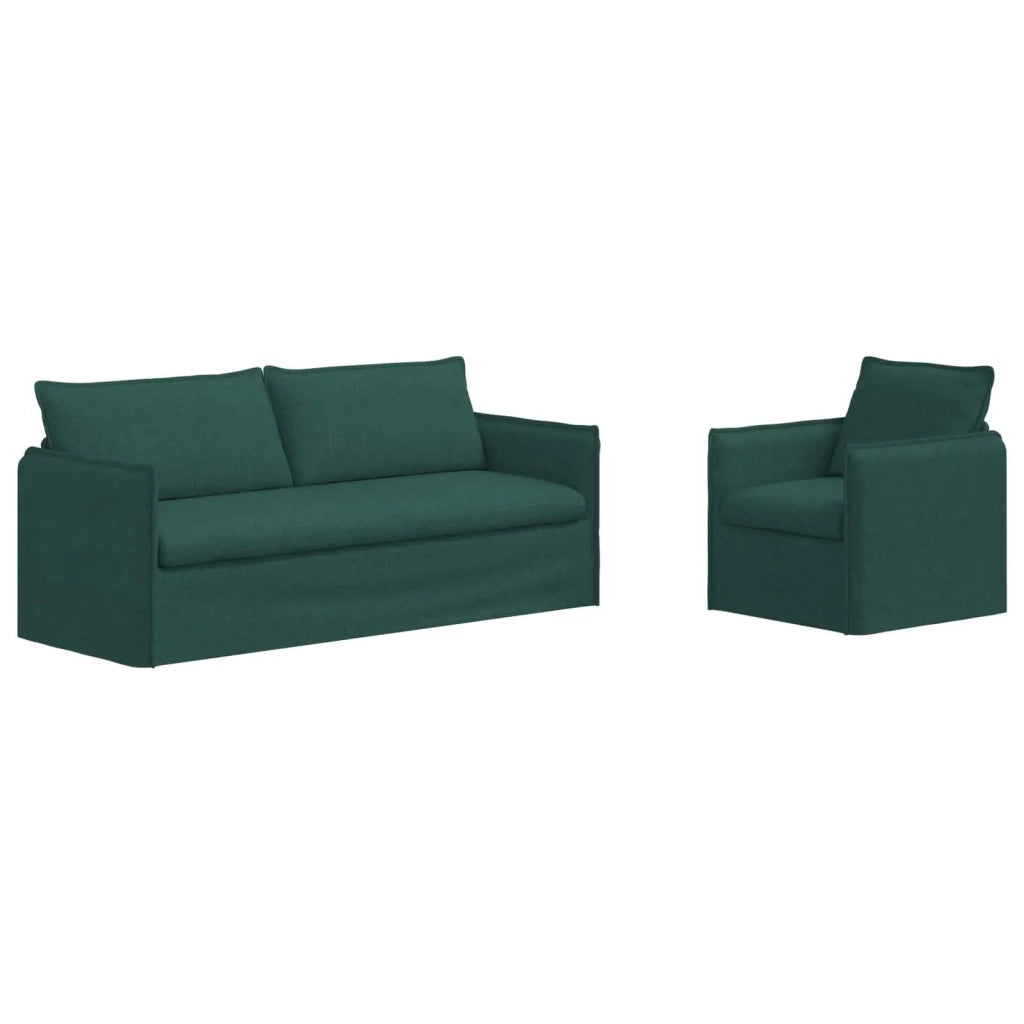 Set di divani 2 pcs Verde Scuro 196 x 82 x 85 cm Tessuto