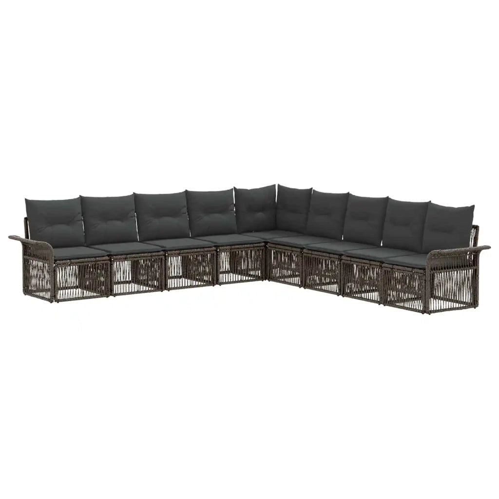 Set Divano da Giardino 9 pcs Grigio polyrattan 3434852