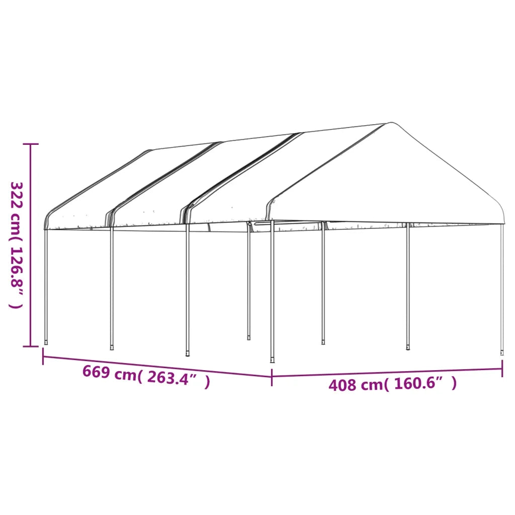 Gazebo | Pergolato con Tetto Bianco 6,69x4,08x3,22 m in Polietilene