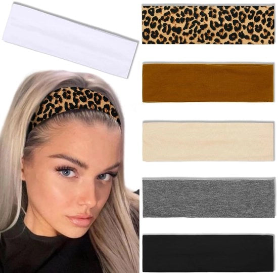 BelleVive 6-delita fascia per donne, antiscivolo, tendenza, bende elastiche per donne, allenamento, bende per capelli sudati, morbide, spesse bende di cotone per yoga, multicolore, L