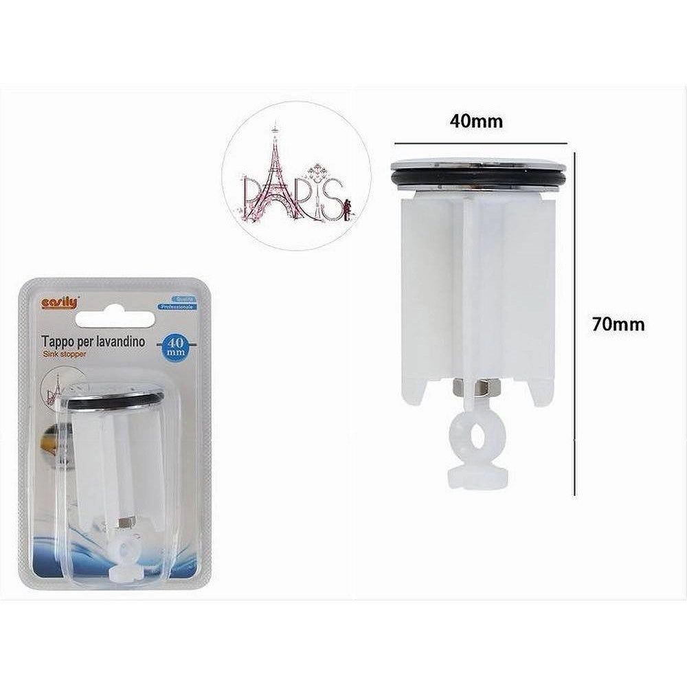 Trade Shop - Tappo Lavandino Bagno Lavabo Bidet Universale 40mm Motivo Con Scritta Paris 87276 -