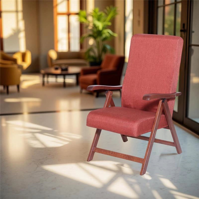 POLTRONA MIAMI CILIEGIO ARANCIO IN FAGGIO CON IMBOTTITURA POGGIATA SU CINGHIE SCHIENALE REGOLABILE 4 POSIZIONI