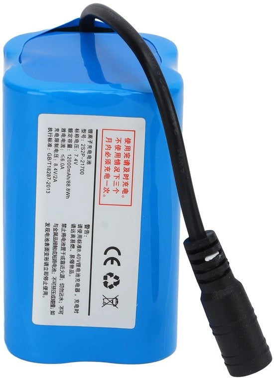 Batteria al Litio 12000 mAh - Oplaadbaar - Progettata per un Design Leggero - Sostenibile - Supporta il Ricarica Bilanciata - 7,4 V