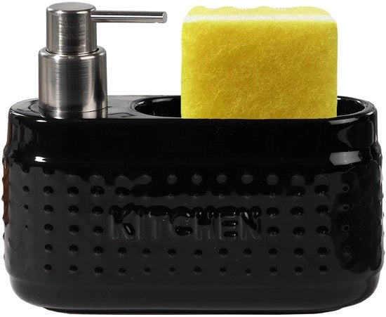 Dispensatore di sapone per cucina grande capacità - Dispensatore di sapone ceramico - Dispensatore di sapone con sponda - Capacità grande - Resistenente all'umidità - Facile da pulire