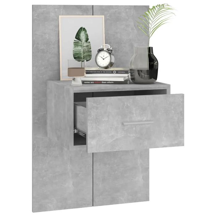 Comodini a Muro 2pz Grigio Cemento in Legno Ingegnerizzato cod mxl 30549