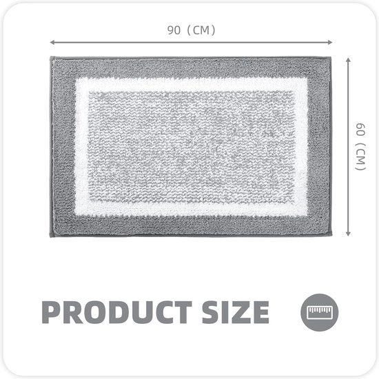 Mattezzaletto microfibra 60 x 90 cm, matto antiscivolo per bagno lavabile a macchina, copertura per doccia assorbente acqua, pannelli di pavimento duraturi (grigio)