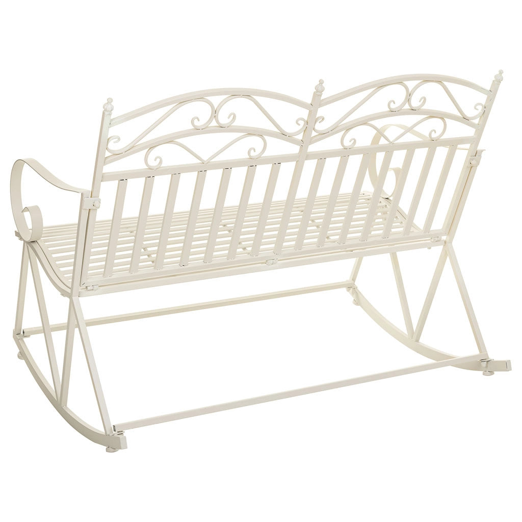 Divano a dondolo in ferro battuto bianco 116x45x91h cm