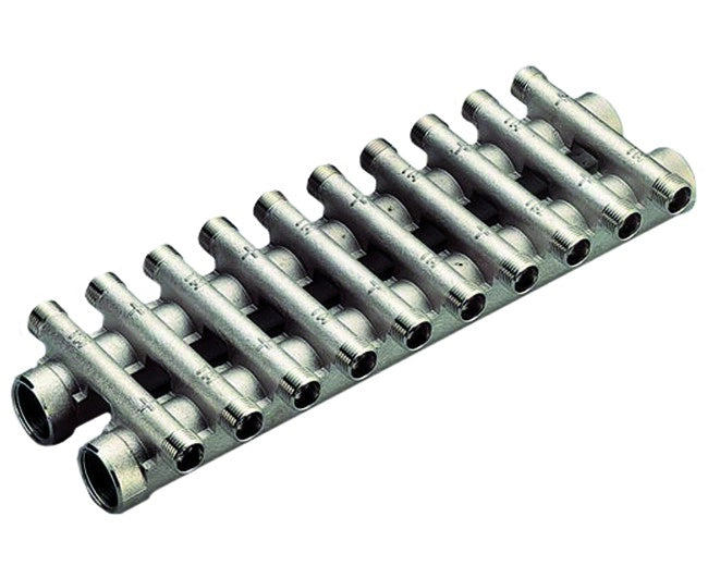 COLLETTORE COMPATTO IN OTTONE NICHELATO PER RISCALDAMENTO 3/4*1/2 8+8   TIEMME RACCORDERIE SPA
