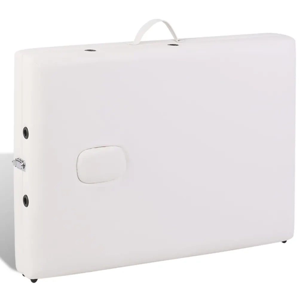 Lettino Pieghevole da Massaggio Bianco Crema 2 Zone con Telaio Legno cod mxl 9198