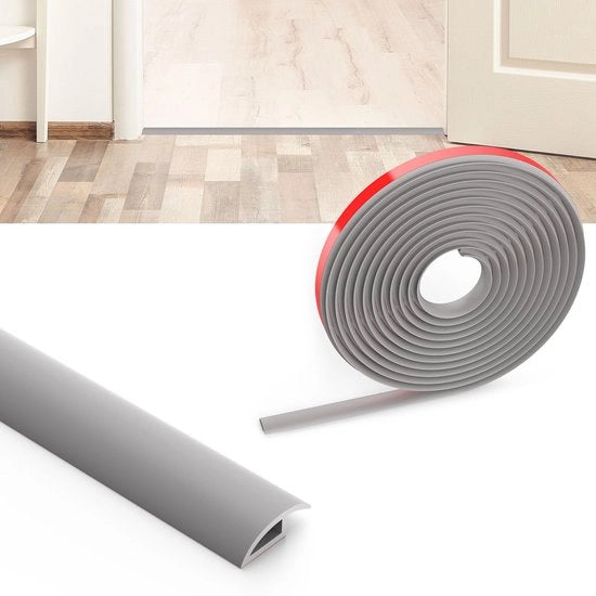 Profilo di transizione autofissante Flintronic, striscia di pavimento in PVC 2m x 3,5cm, striscia di transizione pavimento, rail di transizione senza foratura, listello di copertura per piastrelle, legno, laminato, regolazione di altezza 10mm (grigio)