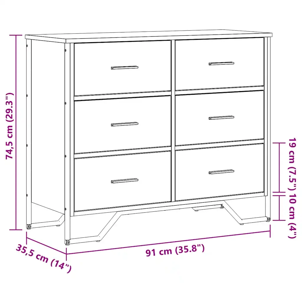 Cassettiera Grigio Sonoma 91x35,5x74,5 cm in Truciolato