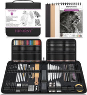 Set di matite grafite professionale - 126 pezzi - quaderno di schizzi 3-colori - carbone/grafo - blending/herramientas di supporto - astuccio portatile - attrezzature per disegno