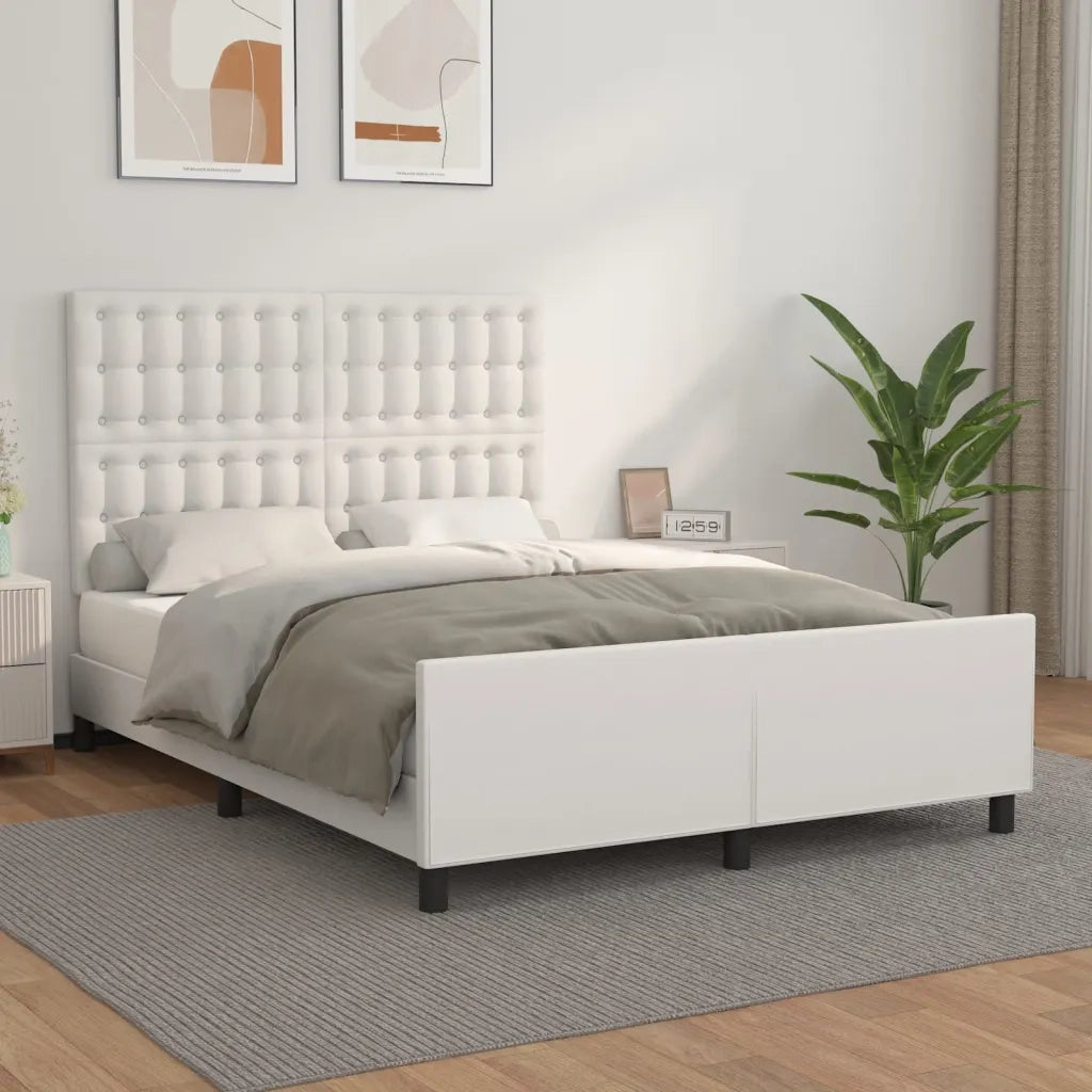 Giroletto con Testiera-Struttura Letto con testiera Bianco 140x200 cm in Similpelle 968990