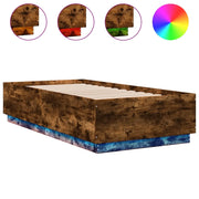 Letto singolo | Letto per adulti | Giroletto Luci LED Rovere Fumo 75x190 cm in Legno Multistrato