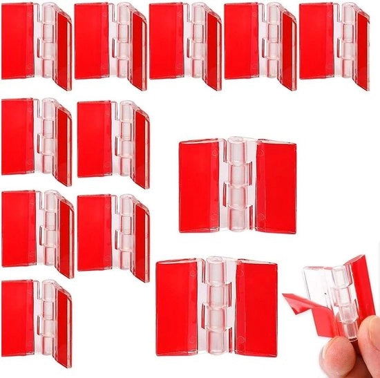 Scharnieri in acrilato trasparente autoadesivi - 12 pezzi - piccoli - pieghevoli - per cassetti, cassetti e mobili - fai da te - 35 x 30 .