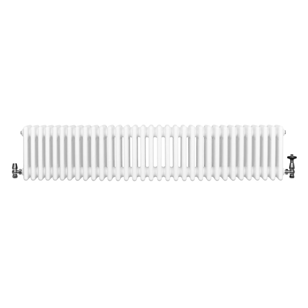 Radiatore Tradizionale 4 Colonne Orizzontale Bianco & Valvole 300 x 1505 mm