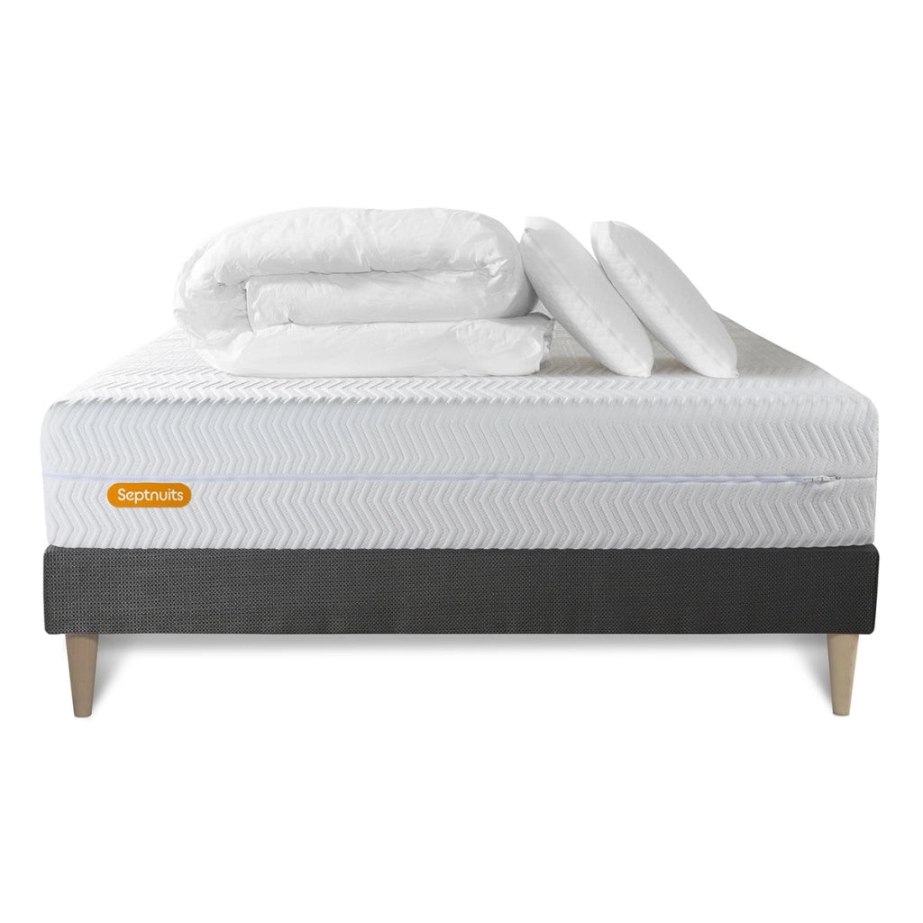Pacchetto letto completo - Materasso 200x200cm + Box spring con doghe (kit) + 2 cuscini + Piumino - Memo Bio