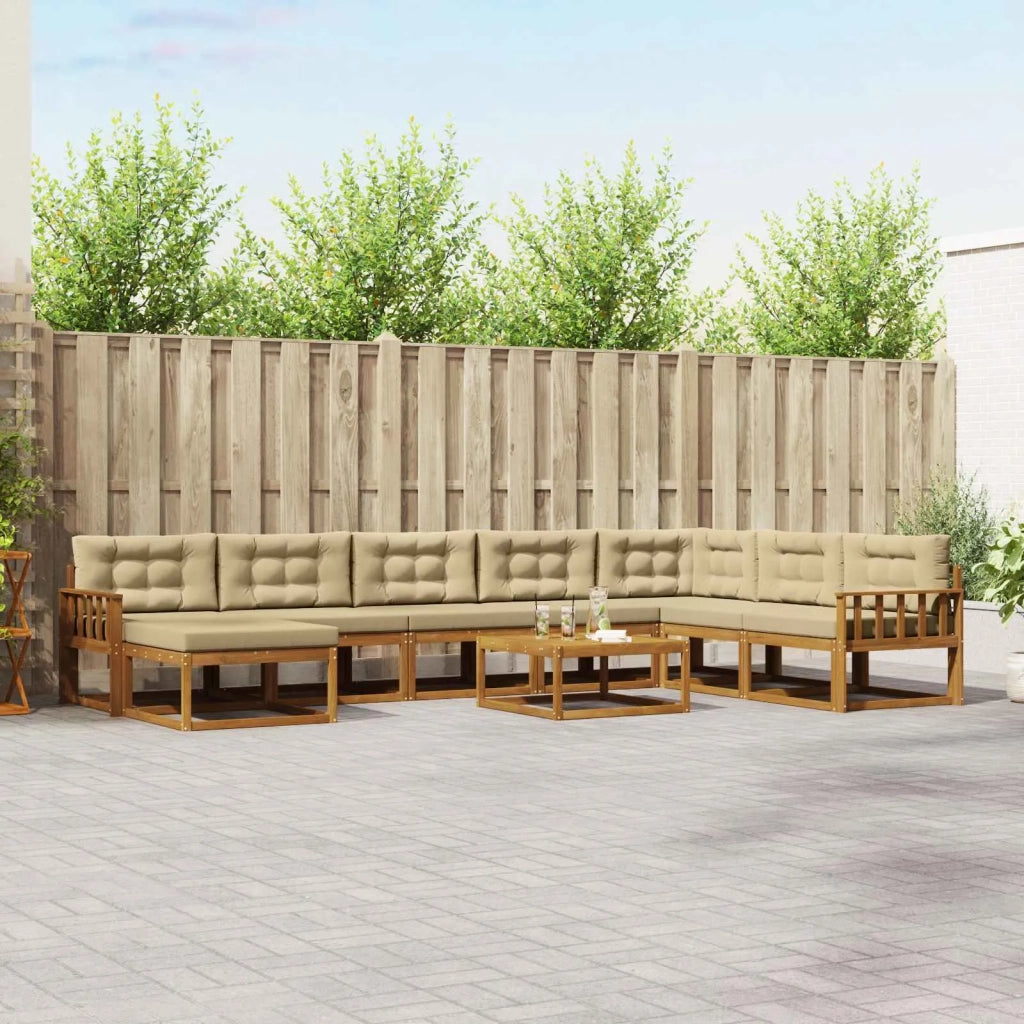 Set di divani da esterno con cuscino 9 pcs Naturale e Beige