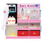 Centro medico pediatrico 85 x 25 x 80 cm con area visita interattiva e divertenti accessori in MDF rosa 20_0015977