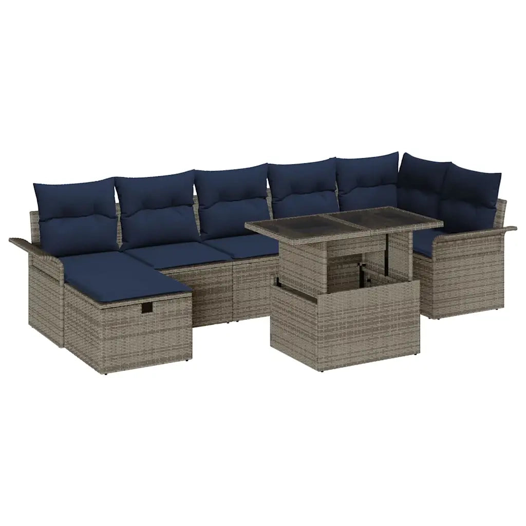 Set Divano da Giardino con cuscino 8 pcs Grigio Poly Rattan 3359692