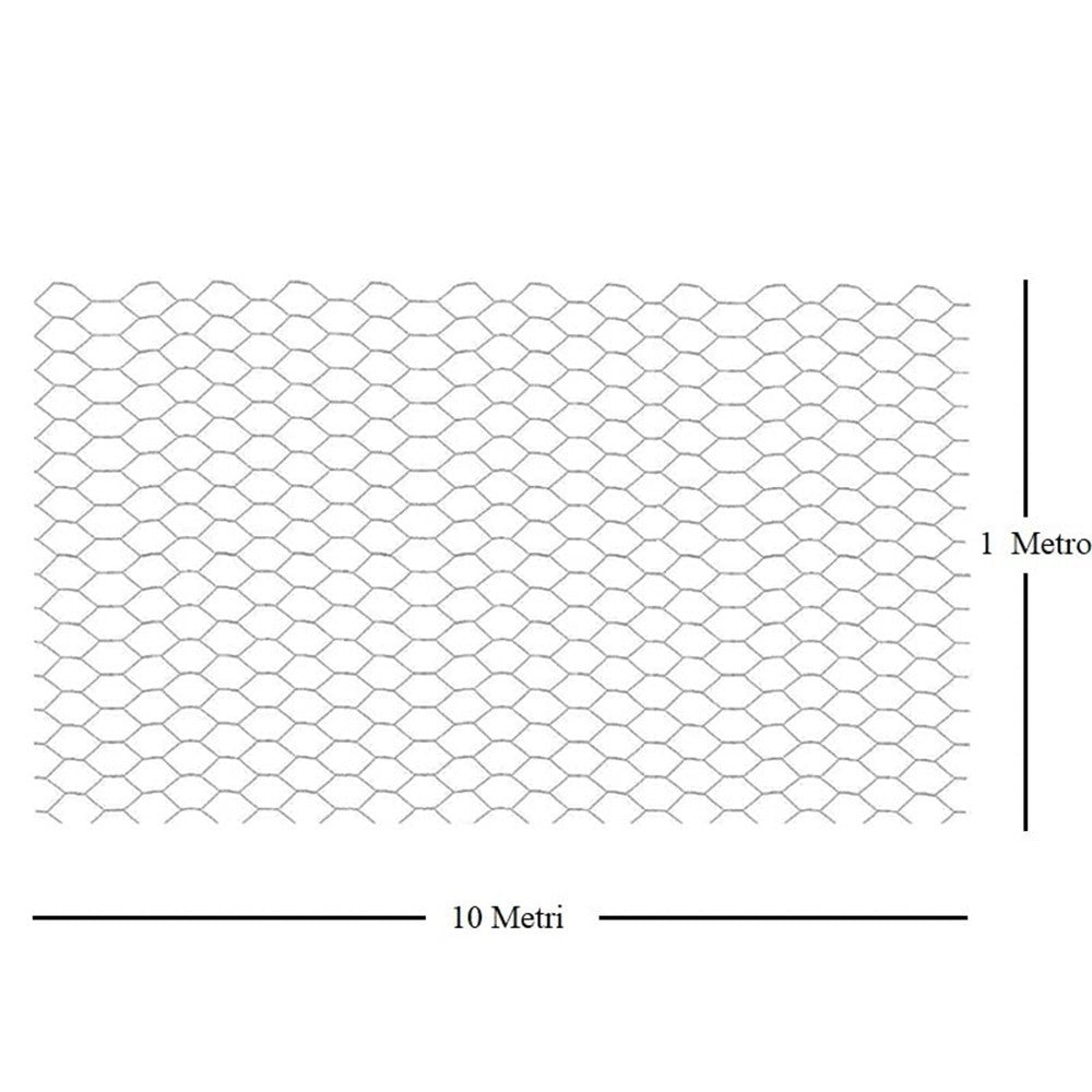 Trade Shop - Rete Metallica Zincata A Maglia Esagonale 16mm 1x10mt Recinzione Protezione Grn61 04318 -