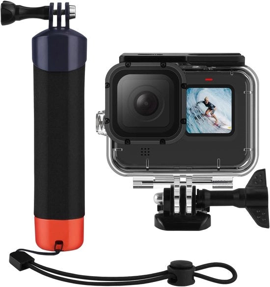 Accessorio Set per Azione con Manopola Galleggiante Idroprova con Alloggiamento Sottomarino - Adatto per Fotocamera da Azione - Nero - Modello compatibile con Hero 13/12/11/10/9.