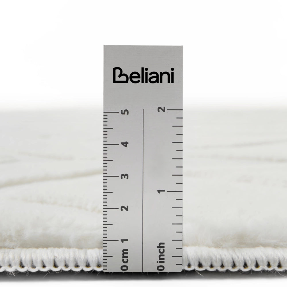 Tappeto in pelliccia sintetica di coniglio, bianco sporco, in poliestere, rotondo da 160 cm, morbido e a pelo lungo, con motivo a foglie