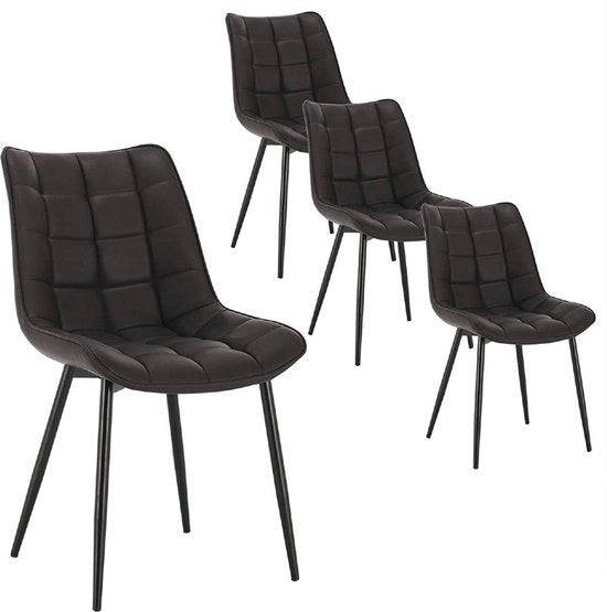 Set di 4 Sedie in Pelle Finta - Per Sala da Pranzo, Salotto e Camera da Letto - Antracite