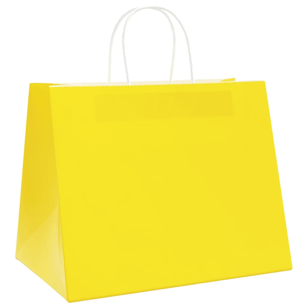 Sacchetti di Carta 250 pz con Manici Gialli 32x22x24 cm