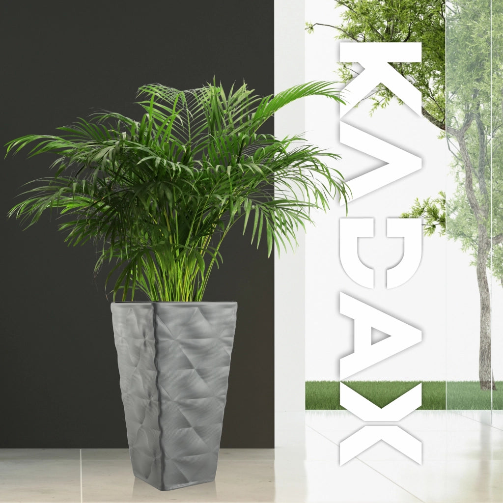 Vaso da giardino alto e grande KADAX con inserto per fiori, ideale per terrazze, 56 cm, grigio.